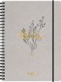 : BRUNNEN Schülerkalender (2025/2026) "Botanical", 2 Seiten = 1 Woche, A5, 208 Seiten, Naturkarton-Umschlag, grau, Buch