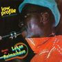 Texte: "low profile (NOT FOR THE BLACKS)", "Music of Lekan Animashaun". Ein Mann spielt ein Blasinstrument, trägt Hut und Brille.
