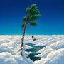 Illustration eines Kindes auf einer Schaukel, die an einem Baum im Himmel befestigt ist, umgeben von Wolken.