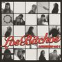 "Los Bitchos & FRIENDS vol 1" steht in roter, verschnörkelter Schrift vor einem Collage-Muster mit schwarz-weißen Porträts.
