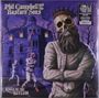 "Phil Campbell and the Bastard Sons", "KINGS OF THE ASYLUM". Illustration: Schädel mit Krone, brennende Anstalt, Menschen in Zwangsjacken.