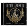 "Dimmu Borgir, Grand Serpent Rising" ist in stilisierter Schrift zu sehen. Ein goldenes Schlangenmotiv und Ornamente schmücken es.