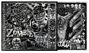 "ROB ZOMBIE" und "THE GREAT SATAN" in verspielter Schrift. Gruseliges Artwork zeigt Monster, maskierte Figuren und ein Gesicht mit langen Haaren.