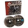 Auf rotem Hintergrund steht "Sabaton - The Last Stand". Zwei CDs tragen dasselbe Motiv und Titel, eine mit blauer FSK 16-Plakette.