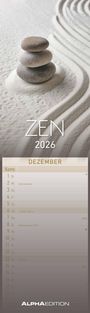 : Streifenplaner Mini Zen 2026 - Streifen-Kalender 9,5x33 cm - Harmonie und Achtsamkeit - Wandplaner - Küchenkalender - Alpha Edition, KAL