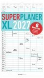 „SUPER PLANER XL 2027“. Kalender mit 6 Spalten für Familienorganisation, Termine und Notizen.