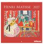 „Henri Matisse 2027“ oben. Eine bunte Illustration: Frau mit Gitarre, Blumen, rote und blaue Musterhintergründe.