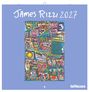 „James Rizzi 2027“ oben. Eine bunte, abstrakte Illustration mit Gesichtern, Gebäuden und Herzen.