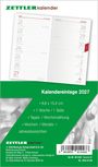 "Zettler kalender", "Kalendereinlage 2027", "8,8 x 15,2 cm", "1 Woche / 1 Seite", Barcodes unten.