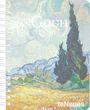 „Vincent van Gogh“, „2027“, „teNeues“. Eine Landschaft mit Getreidefeld, Bergen und Zypressen im Stil von Van Gogh.