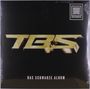 "TBS" in goldenen 3D-Buchstaben, darunter "Das Schwarze Album" in weißer Schrift auf schwarzem Hintergrund.