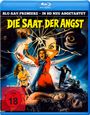 „DIE SAAT DER ANGST“ und „FSK ab 18“. Illustration zeigt schreiende Frau, zerspiegeltes Glas und bedrohliche Szenen.