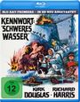 Text: "Kennwort: 'Schweres Wasser'", "Blu-ray Premiere", "In HD neu abgetastet". Illustration im Kriegsstil, Explosionen.