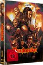 Text: "Evil has many names. Adventure has only one." "Deathstalker." FSK 18. Krieger mit Schwert, Fantasy-Landschaft.