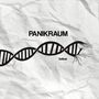 Text „PANIKRAUM Selbst“. Illustration einer DNA-Helix auf zerknittertem Hintergrund.