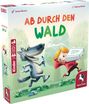„AB DURCH DEN WALD“, Illustration: Wolf und Kind rennen, Kind trägt Pizzakarton.