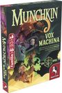 "Munchkin: Vox Machina", Illustrationen von Abenteurern, 12+, 60-90 Min., 3-6 Spieler, Pegasus Spiele-Logo.