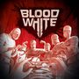 Texte: "BLOOD WHITE" und "FROM HELL". Illustration: Maskierte Figuren in chirurgischer Kleidung auf rotem Hintergrund.