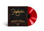 Der Text „Foghat“, „Shaken & Stirred“ erscheint auf einem Albumcover mit roter Schallplatte. Verzierungen sind zu sehen.