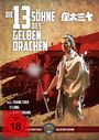 "Die 13 Söhne des gelben Drachen" zeigt einen Krieger mit Stock und historischem Hintergrund in Rot- und Brauntönen. Teller "FSK 18".