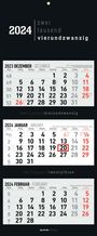 : 3-Monatskalender Black 2024 - Büro-Kalender 33x20 cm (geschlossen), 33x80 cm (geöffnet) - faltbar - mit Datumsschieber - Alpha Edition, KAL
