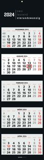 : 5-Monatskalender Black 2024 - Büro-Kalender 33x20 cm (geschlossen), 33x120 (geöffnet) - faltbar - mit Datumsschieber - Alpha Edition, KAL