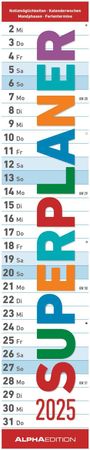 : Superplaner 2025 - Streifenkalender 17x85 cm - mit Ringbindung - viel Platz für Notizen - Langplaner - Wandkalender - Küchenkalender - Alpha Edition, KAL