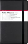 : Wochen Notizkalender 18 Monate groß Black 2025 - Taschen-Kalender 13x21 cm - mit Verschlussband & Falttasche - Juli 2024 bis Dez 2025 - Weekly - 128 Seiten, Buch