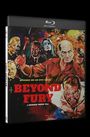 „Revenge on an epic scale… BEYOND FURY a DARREN WARD film“. Illustration mit bedrohlichen Figuren und heftigen Ausdrücken.
