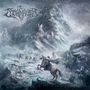 "STORMRULER", "MORNING NAUTICAL TWILIGHT"; verschneite Schlachtfeld-Szene mit Rittern und Burgruine vor Berg.