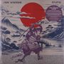 Text: "JADE WARRIOR ECLIPSE." Illustration: Samurai vor roter Sonne, Berg und Flusslandschaft im Hintergrund.