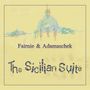 Text: "Fairnie & Adamaschek" und "The Sicilian Suite". Hintergrund: blassgelb, abstrakte, verschwommene blaue Figurengruppe.