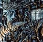 "Phalanx Inferna". Dunkle, bedrohliche Illustration mit martialischen Figuren und Skeletten in einer düsteren Szenerie.
