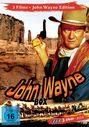 "3 Filme - John Wayne Edition", "John Wayne Box", "FSK ab 16 freigegeben". Westernkulisse, Cowboy mit gezückter Waffe.