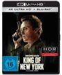 "4K ULTRA HD + BLU-RAY, HDR, KING OF NEW YORK, FSK 16, Christopher Walken. Ein Mann mit einer Pistole, Stadt im Hintergrund."