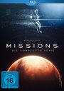 Text: "MISSIONS – Die komplette Serie". Ein Astronaut im Weltraum über einem Planeten. FSK 16 Logo unten links.