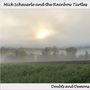 "Mick Scheuerle and the Rainbow Turtles", "Doubts and Demons". Ein nebliger Sonnenaufgang über einem Baum- und Wiesenfeld.