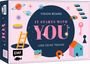 "VISION BOARD: IT STARTS WITH YOU. LEBE DEINE TRÄUME." Illustration mit Planeten, Leiter, Schlüssel und Haus.
