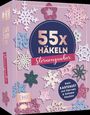 "55x Häkeln: Sternenzauber" in rosa, mittig, umgeben von gehäkelten Sternen in verschiedenen Farben und Mustern.