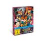 FSK 6, THE MOVIE, Inazuma Eleven. Farbige Figuren in dynamischen Posen, Anime-Stil, Fußballthema.