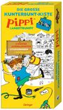 „Die große Kunterbunt-Kiste Pippi Langstrumpf.“ Illustration von Pippi mit einer Farbrolle und einem Affen.