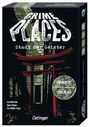 "CRIME PLACES: Stadt der Geister", Krimispiel "Lost Place", Joel Müseler. Illustration mit rotem Torii vor grünem Mauerwerk.