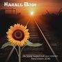 Ein Sonnenuntergang über Bahngleisen mit einer großen Sonnenblume im Vordergrund. Texte: „Harald Bosh“ und „Die Sonne scheint fuer alle umsonst (New Version 2026)“.