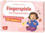 "Fingerspiele mit Krippenkindern", bunte Illustration mit einem lächelnden Kind, Schmetterling und Marienkäfer.