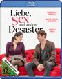 „Liebe, Sex und andere Desaster“. Zwei Personen auf einem roten Sofa, FSK 12 Logo, Vorab-Cover und Blu-ray Hinweis.