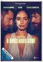 "A Dangerous Game" in großen Buchstaben; Menschen schauen ernst; eine Frau vorne mit Verband im Gesicht, zwei Männer seitlich.