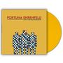 Text: "FORTUNA EHRENFELD LIVE AT THE HOLLYWOOD BOWL." Illustration von drei Figuren im Schachbrettmuster. Hintergrund gelb.