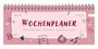 "MEIN WOCHENPLANER 2026. Aufschreiben, Abhaken, Glücklich Sein!" Pastellfarbener Planer mit Schulsymbolen.