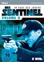 „Der Sentinel, Volume 2“, „Im Auge des Jägers“, „FSK ab 16 freigegeben“, „6 DVDs“. Ein Mann zielt mit einer Pistole.
