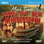 Text: "Mark Twain: Leben auf dem Mississippi. Das komplette 5-teilige Abenteuerhörspiel." Dampfschiff im Hintergrund.